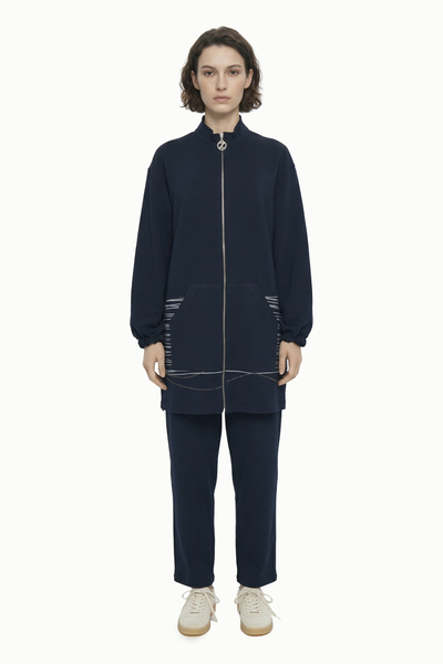 Zühre Zippered Pocket Detailed Sports Suit Navy Blue Suit 1944