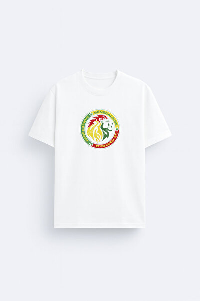 AYDESİGN Tricou alb din țesătură de bumbac imprimată cu echipa națională de f...