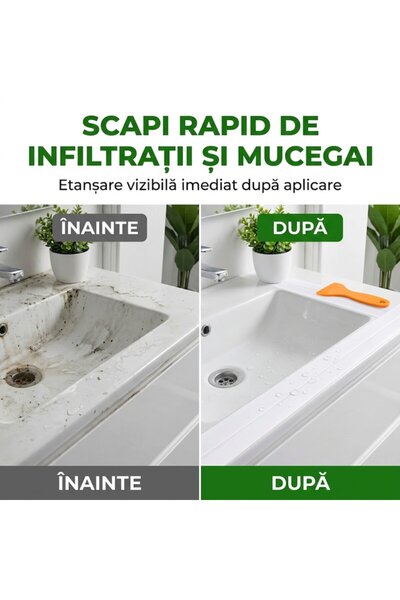 TrioStore ®   Set de 2 benzi de etanșare pentru cadă și chiuvetă, cu spatulă, autoadezive, 3,8 cm x 3,2 m, impermeabile