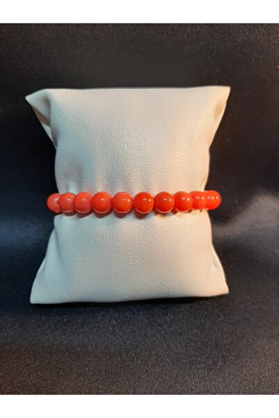MRYart Dark Orange Colored Glass Bead Bracelet