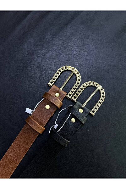 Zoula Women's Belt 2-Pack Gold Chain Patterned Buckle Faux Leather Belt Waist...