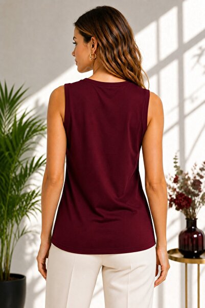 KNİTİCAL TEKSTİL İTHALAT İHRACAT SANAYİ TİCARET AŞ Kadın V Yaka Kolsuz Oversize Salas Boyfriend BULUZ T-shirt