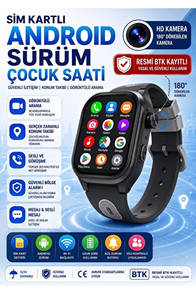 howear Konumlu Akıllı Çocuk Takip Saati Sim Kartlı Görüntülü Arama Kameralı G...