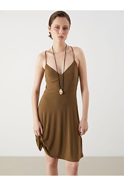 LC Waikiki Rmz Gi̇yi̇m Farkiyla Heart Roba Collar Rope Strap A-Line Dress