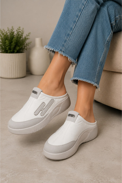 Demirsa Boutique Kadın Beyaz Sneaker Terlik