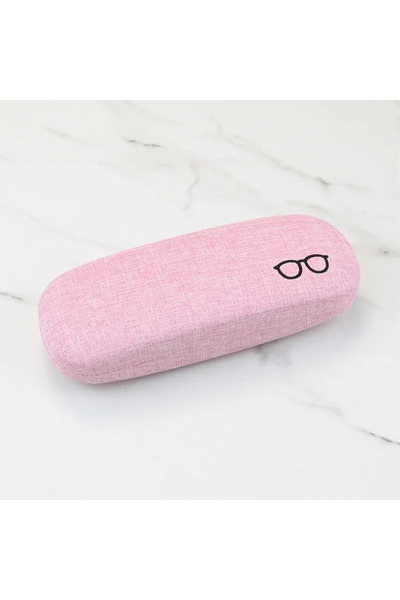 choice2 pink Linen Solid Color Glasses Case Hard Shell Anti-Pressure Portable...