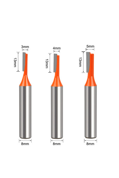 Choice 3pcs 8mm shank single-flute straight router bit - groove cutting bit, ...