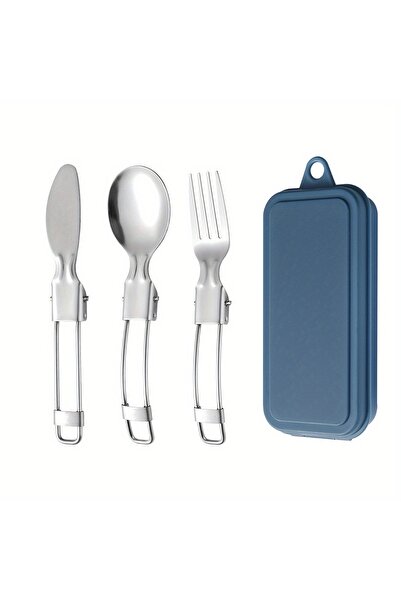 Choice Blue suit 3Stainless Steel Folding Cutlery Set，Portable Outdoor Foldin...