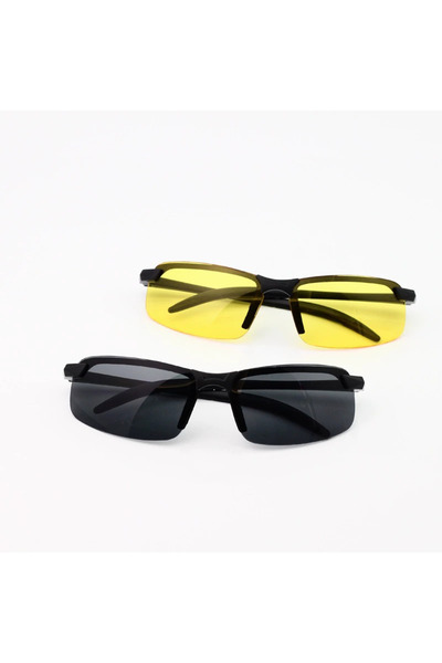 Choice Yellow Night Vision 2PCS Night Vision Sun Protection Glasses Men Anti-...