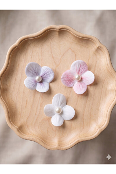 Pearl Orchid Leaf Hairless Baby Hair Clip - Set of 3 (Lilac, Pink, White)