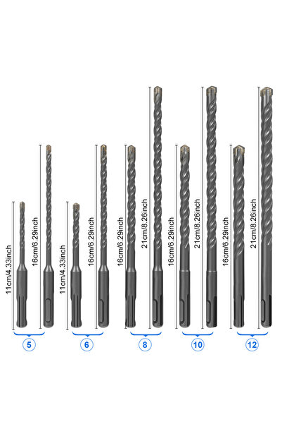 Choice combination Silver 10Pcs SDS Plus Hammer Impact Drill Bit Set 5mm to 1...