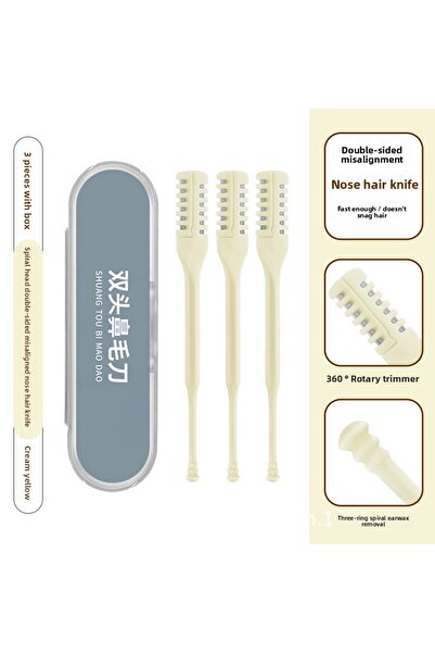 Choice3 3pcs Manual Nose Hair Trimmer with Double-Sided Blade, Spiral Ear Cle...