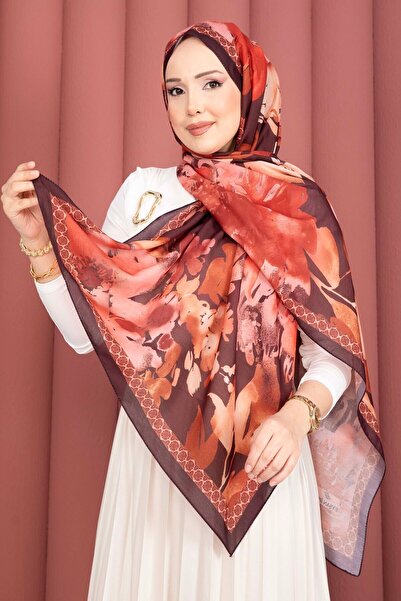 EBRUTESETTÜR سلسلة شالات رومانسية مزينة بالزهور باللون العنابي