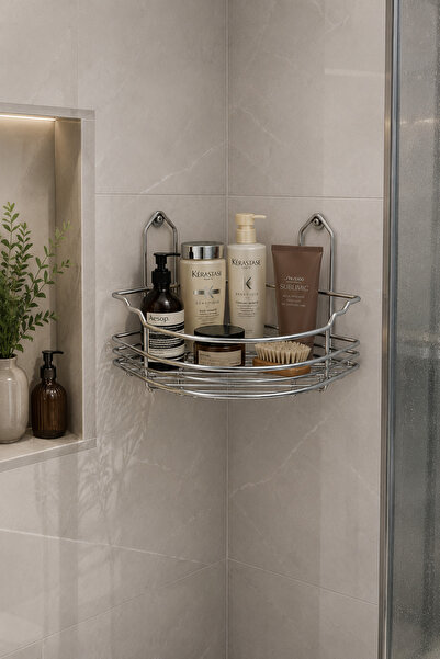 ORSAMTIP Paslanmaz Çelik Askılı Tek katlı Üçgen Köşe Mil Tasarım Banyo Rafı –...