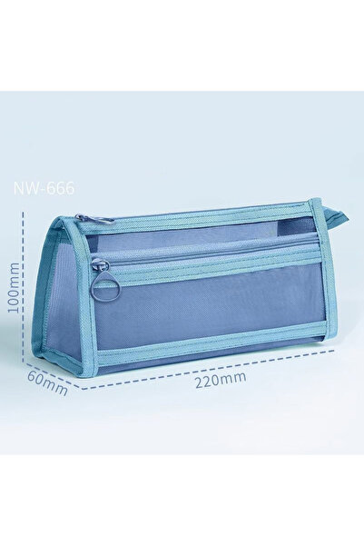 Choice Blue 1Pc Mesh Pencil Case For Student Exams High School Stationery Box...
