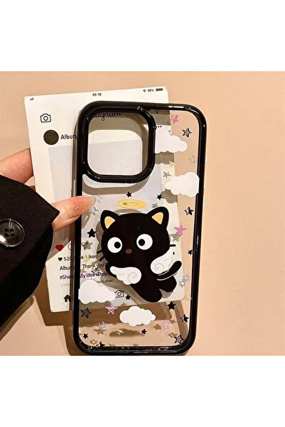 Choice1 iPhone 15 only Case Ins Style Graffiti Star Black Angel Cat Kawaii Ph...