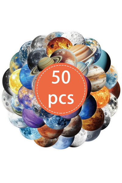 Choice 50 قطعة ملصقات فضاء - ملصقات كواكب وقمر وفضاء فلكي مقاومة للماء من الف...