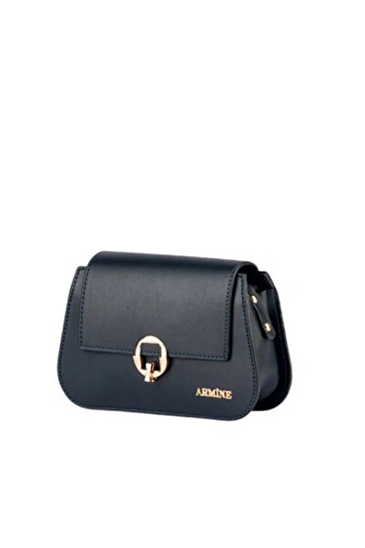 Armine 329 Navy Blue Leather Women's Shoulder Bag - 329 Mink