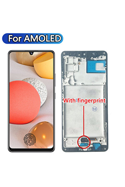 choice2 شاشة AMOLED جديدة مع إطار لهاتف A42 5G، شاشة LCD تعمل باللمس مع لوحة ...