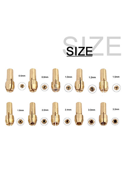 Choice 10pcs 10pcs 0.5-3.2mm Mini Brass Drill Chuck Collet Bits Electric Grin...