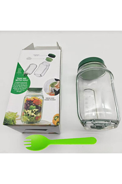 Choice Green with Fork Salad Pod Storage Container with Side-opening Cover Pl...