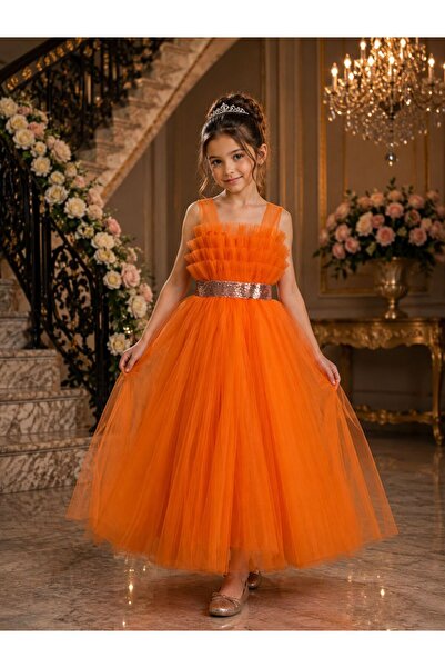 öykümgaleria Girl's Layered Tulle Detailed Party Birthday Wedding Dress
