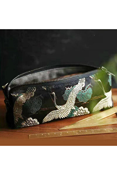 Choice5 KOQZM A1 1Pc Vintage Gold Stamping Embroidery Pencil Bag Large Capaci...
