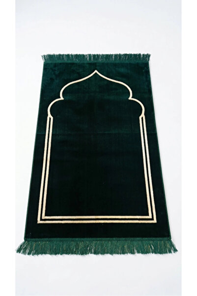 Keremzade Dört Mevsim - Yeşil Makine Dokuma Kadife Seccade Namazlık 70x110 cm
