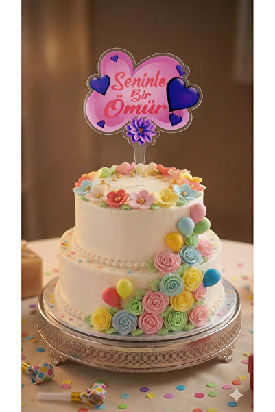 BEST PARTİ A Life with You Written Birthday Cake Topper Plexiglass Lettering