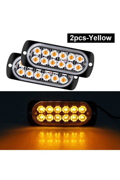 Choice9 قطعتان من أضواء جانبية صفراء بـ12 مصباح LED، قطعتان 12/24 فولت، أضواء...