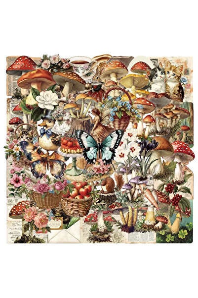Choice 50pcs 50pcs Vintage Transparent Retro Forest Plants Animals Stickers W...