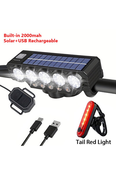 Choice3 ضوء دراجة XIWANGFIRE مع ضوء خلفي أحمر 15LED وجرس 120 ديسيبل، مصباح أم...