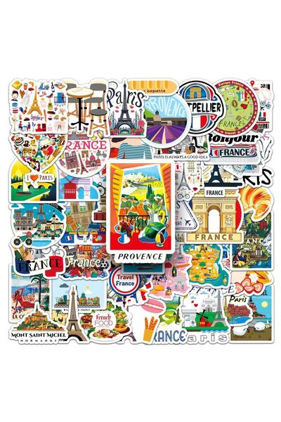 Choice 50pcs 50pcs France Travel Landscape Stickers Pack Eiffel Tower Landmar...