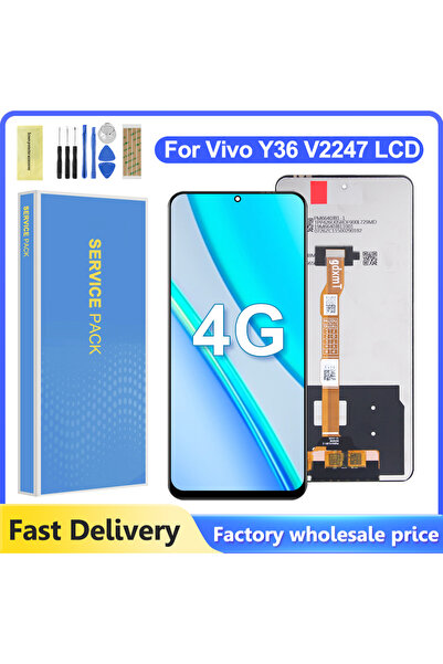 Choice1 شاشة LCD سوداء مع إطار لهاتف Y36 4G V2247، مجموعة شاشة لمس بديلة - شا...