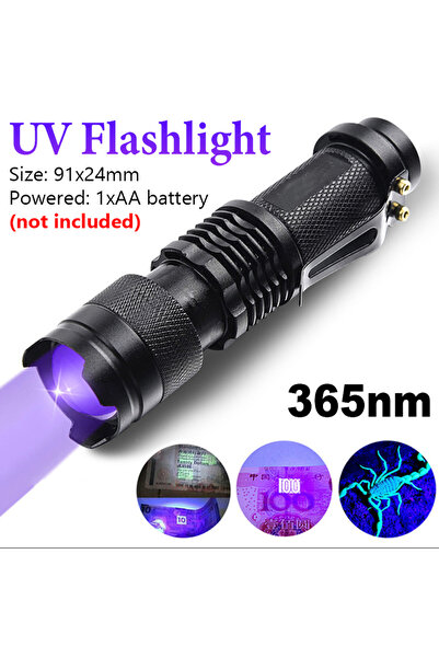 Choice1 1pcs 365nm UV Flashlight LED Ultraviolet Torch Zoomable Mini Ultra Vi...