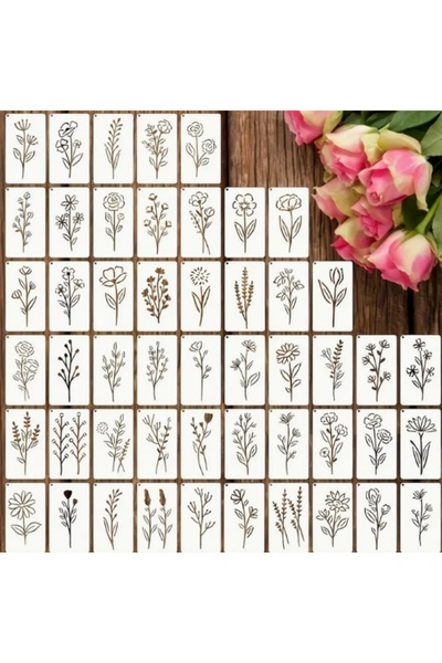 Choice 50pcs 50-Piece DIY Painting Stencil Set Floral Series - Wall Art Spray...