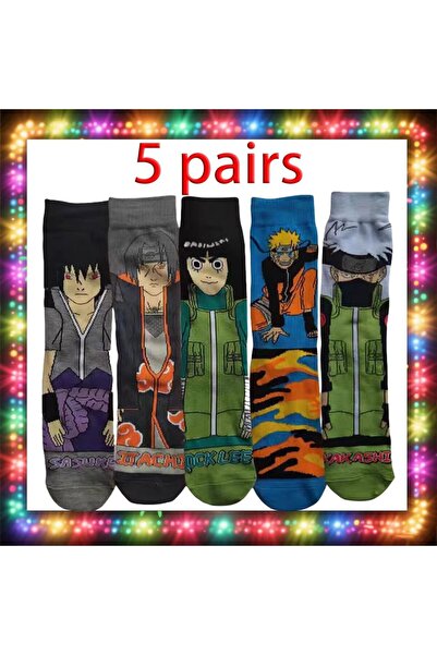 Choice Bandai One Size black NARUTO Classic Character Theme Socks, Set of 5 P...
