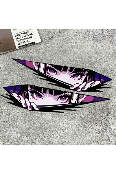 Choice3 20X5CM YS104 1pair Anime Eyes JDM Motorcycle Stickers Waterproof Moto...