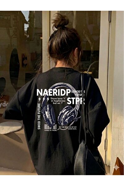 LELVANİ تي شيرت مطبوع عليه سماعات موسيقى UNISEX NAERIDP STPR مريح ومناسب للاس...