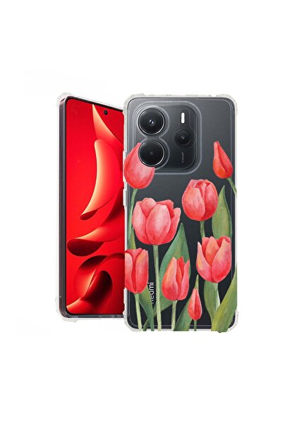 bestcase Husă pentru Xiaomi Redmi Note 14 5G, Antișoc 1.5MM, Lalele Roșii, Pr...