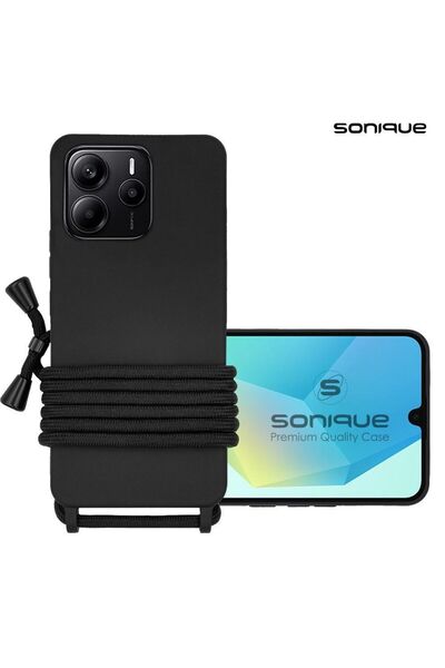 Sonique Θήκη Σιλικόνης με Κορδόνι CarryHang Xiaomi Redmi Note 14 5G Μαύρο