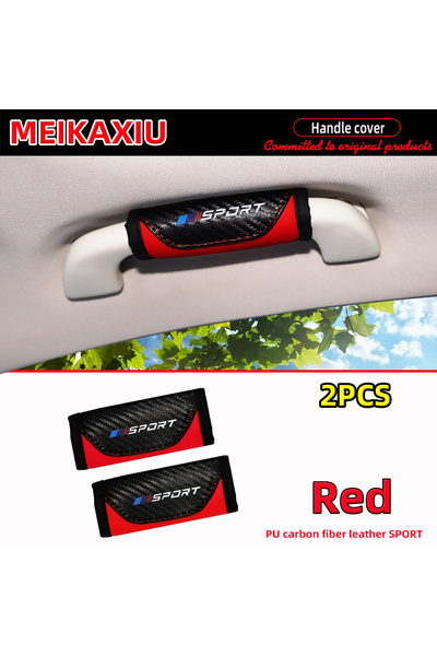 Choice6 Red 2 Set Carbon Fiber PU Leather Car Interior Handle Protection Cove...
