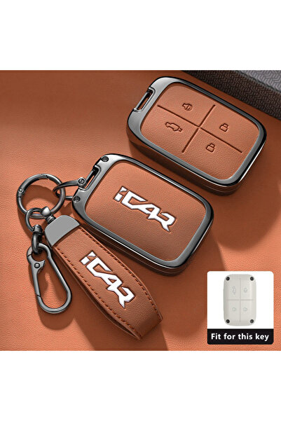 Choice6 حافظة مفاتيح من سبيكة الزنك والجلد بتصميم ICAR V23 1-برتقالي-1 قطعة ل...