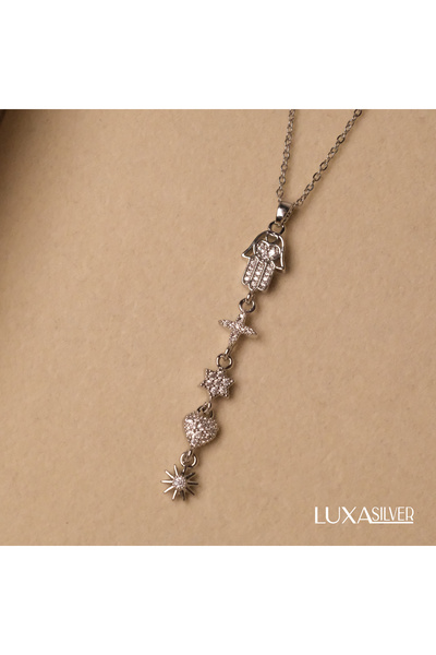 luxa silver jewellery Çelik Kararmaz Silver Fatma Ana Eli Zirkon Taşlı Charm ...