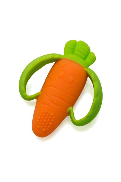 The Hub Non-Toxic Silicone Carrot Teething Toy with Handles, Odorless, Orange
