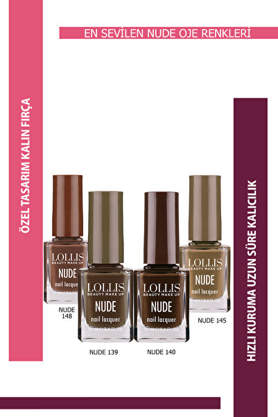 Lollis Oje 4'lü Set Nude 148 / Nude 139 / Nude 140 / Nude 145 Nail Lacquer Se...