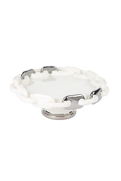 Mikasa Moor White Silver Chain Footed Serving Tray 33X13Cm