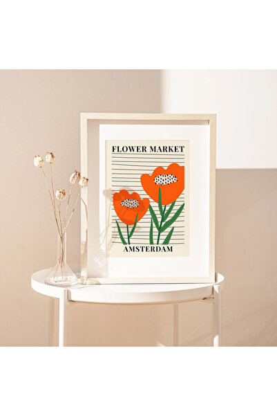 Boomah Accessories Flower Market Amsterdam Tulips Botanical Art Poster with F...