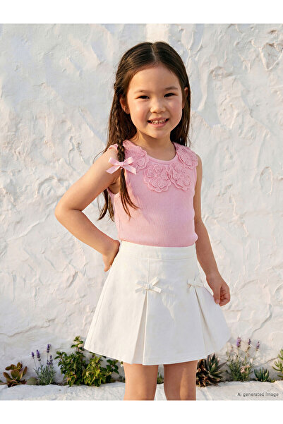 LC Waikiki Vizyon New Season Floral Detailed Girls' Ribbed Undershirt