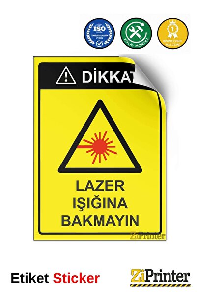 ZiPrinter انتبه! لا تنظر في ضوء الليزر، ملصق لافتة تحذيرية مقاس 70x100 سم